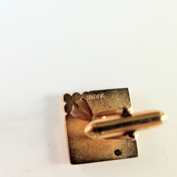 Swank Cuff Links Square Gold Corner Design Vintage Small - Picture 4 of 5